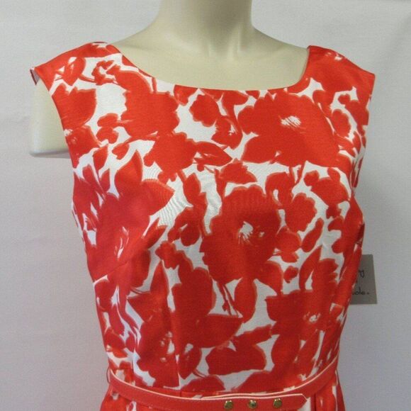 DANNY & NICOLE Fit & Flare Floral Sleeveless Mini Dress Size 8 Orange White NWT - Picture 3 of 12
